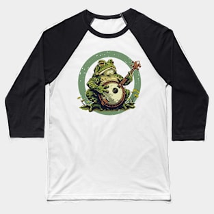 Retro Goblincore Cute Frog Playing His Acoustic Guitar Frog Lover Baseball T-Shirt